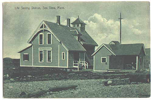 Historic postcard image of a wooden 2-story cottage.