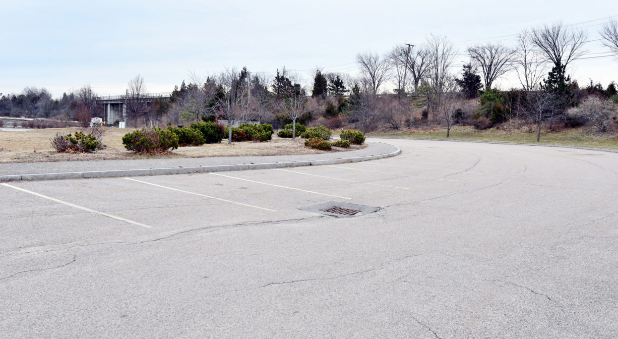 A photograph of a parking area.