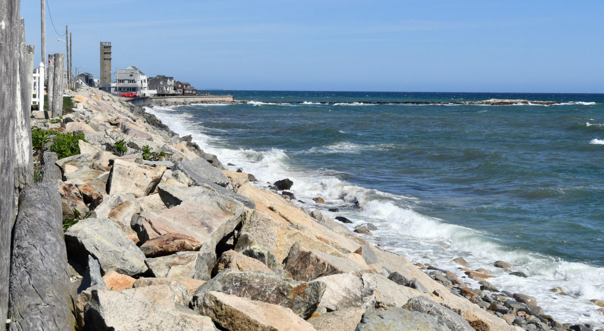 A photograph of a rocky coastline.
